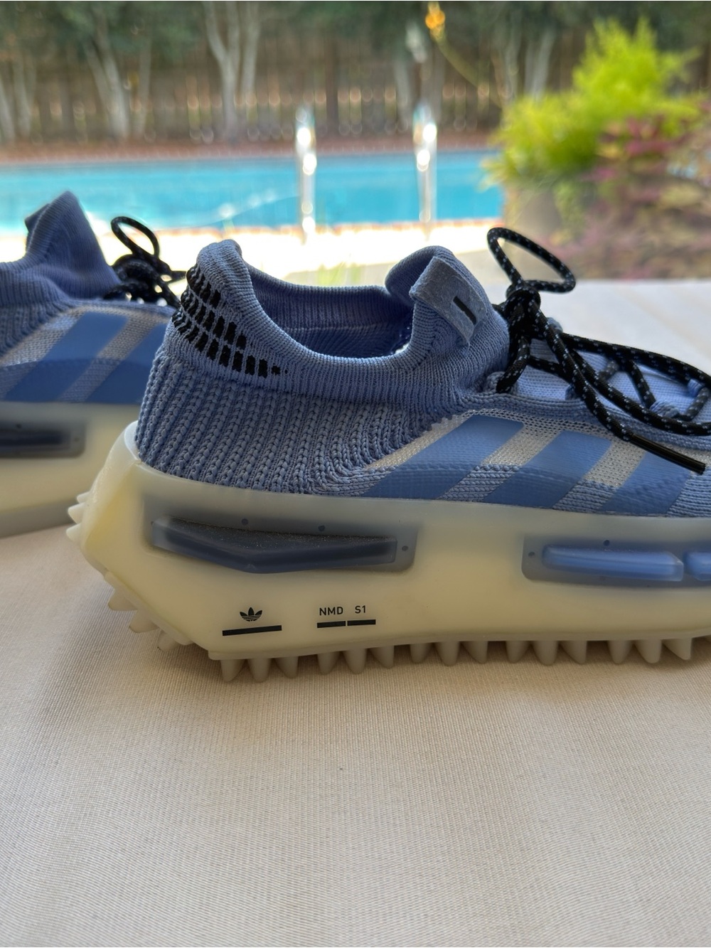 adidas NMD S1 Slip-On Sneakers in Light Blue and White